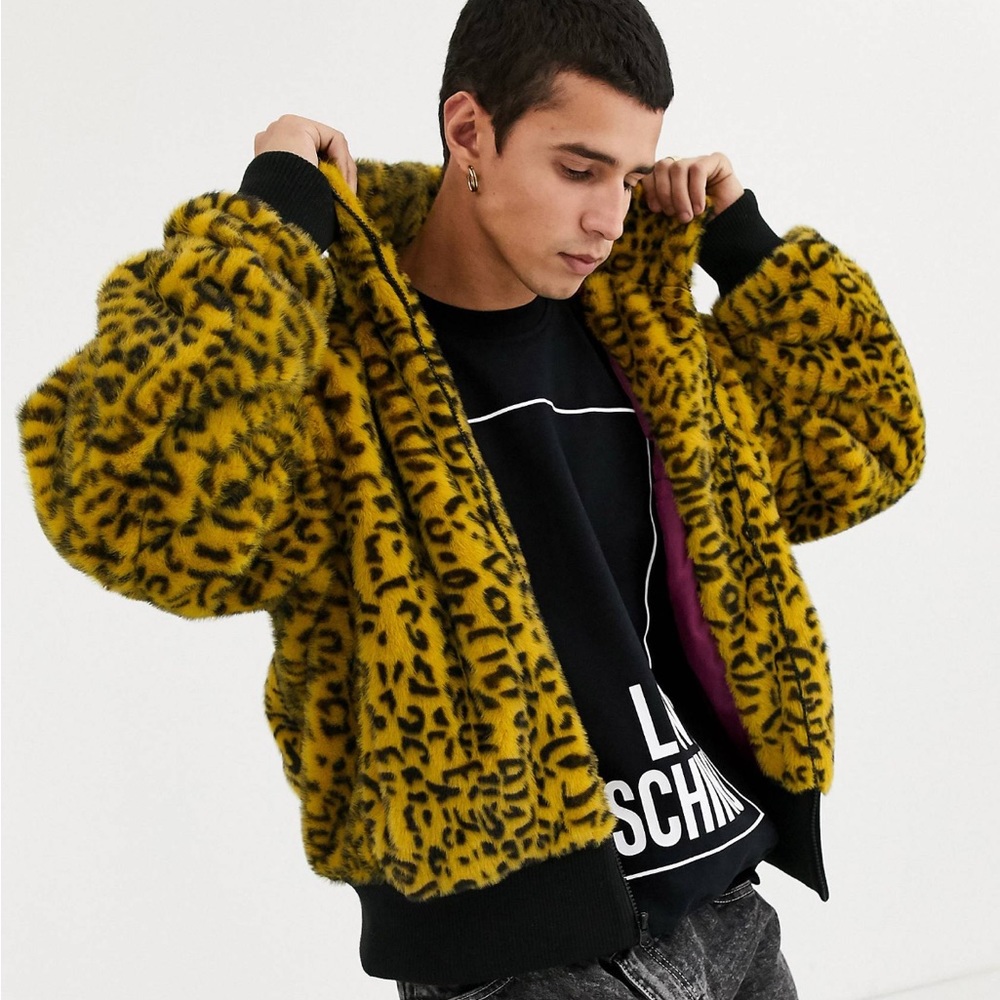 Reclaimed Vintage animal faux fur bomber jacket